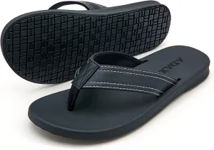 ADAX Mens Comfortable Leather Flip Flops,Non-Slip Sport Cushion Beach Slippers Thong Sandals