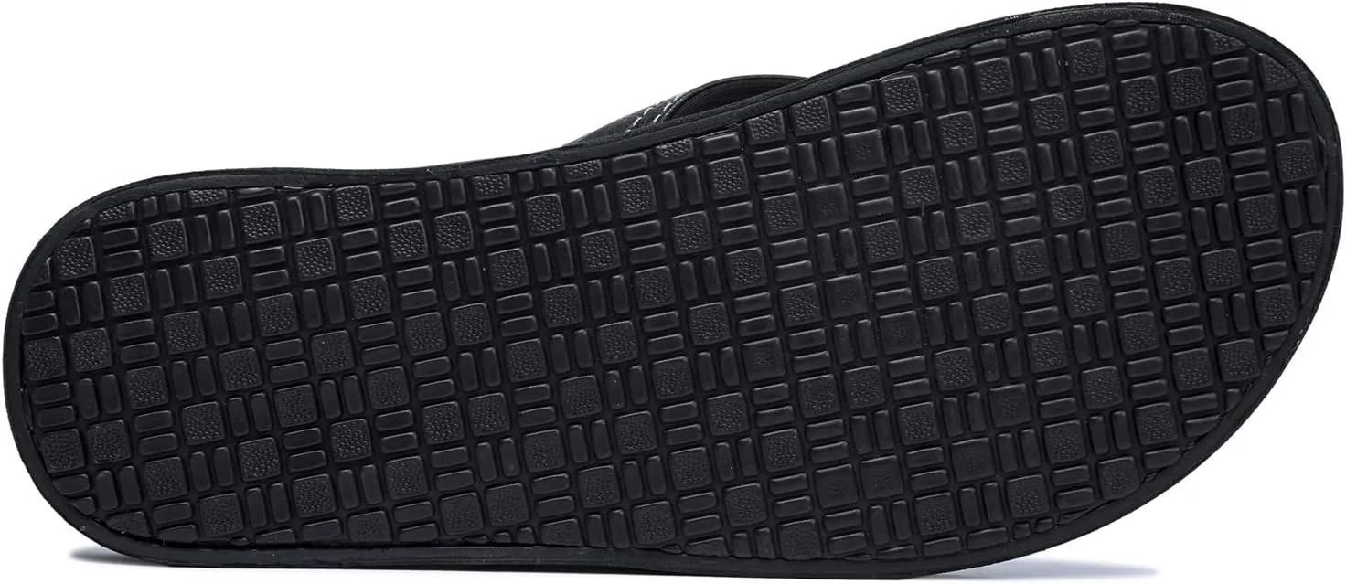 ADAX Mens Comfortable Leather Flip Flops,Non-Slip Sport Cushion Beach Slippers Thong Sandals