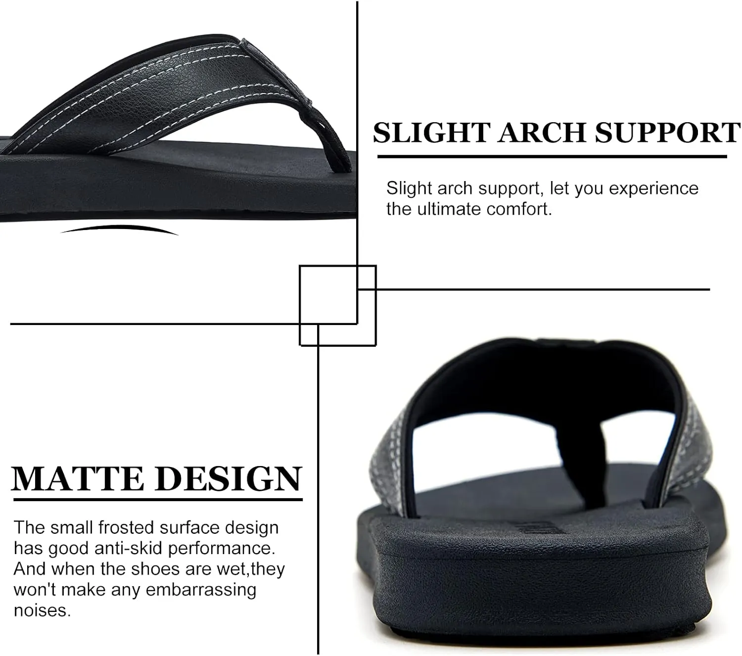 ADAX Mens Comfortable Leather Flip Flops,Non-Slip Sport Cushion Beach Slippers Thong Sandals