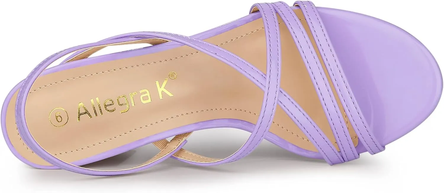 Allegra K Women's Strappy Slingback Chunky Heels Slide Sandals