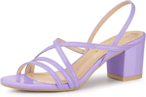 Allegra K Women's Strappy Slingback Chunky Heels Slide Sandals