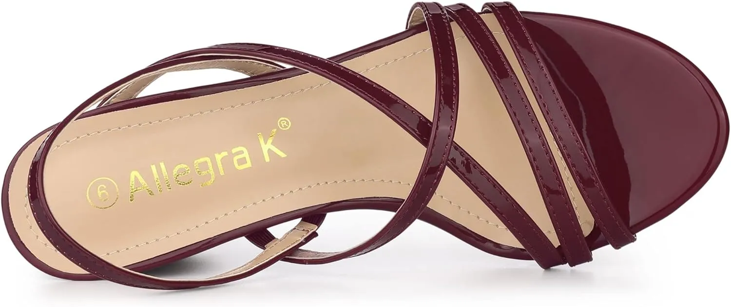 Allegra K Women's Strappy Slingback Chunky Heels Slide Sandals