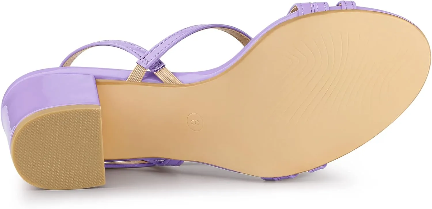 Allegra K Women's Strappy Slingback Chunky Heels Slide Sandals