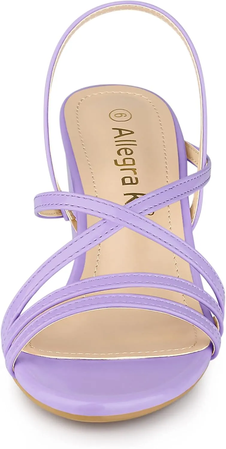 Allegra K Women's Strappy Slingback Chunky Heels Slide Sandals