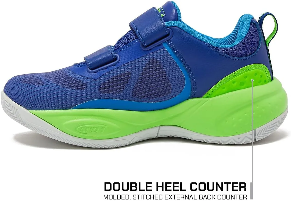 AND1 Revel Low Girls & Boys Basketball Shoes Kids with Hook and Loop Closure, Little Kid 11 to Big Kid 7 Kids Basketball Sneakers Boys