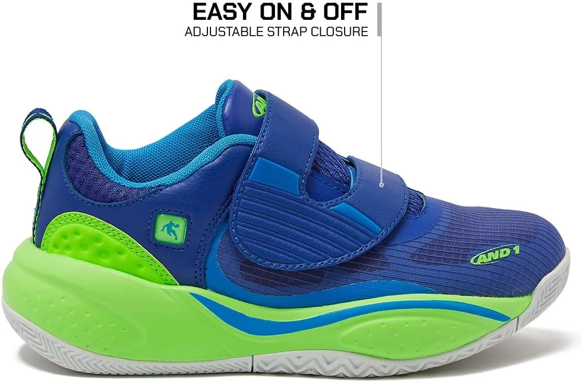 AND1 Revel Low Girls & Boys Basketball Shoes Kids with Hook and Loop Closure, Little Kid 11 to Big Kid 7 Kids Basketball Sneakers Boys