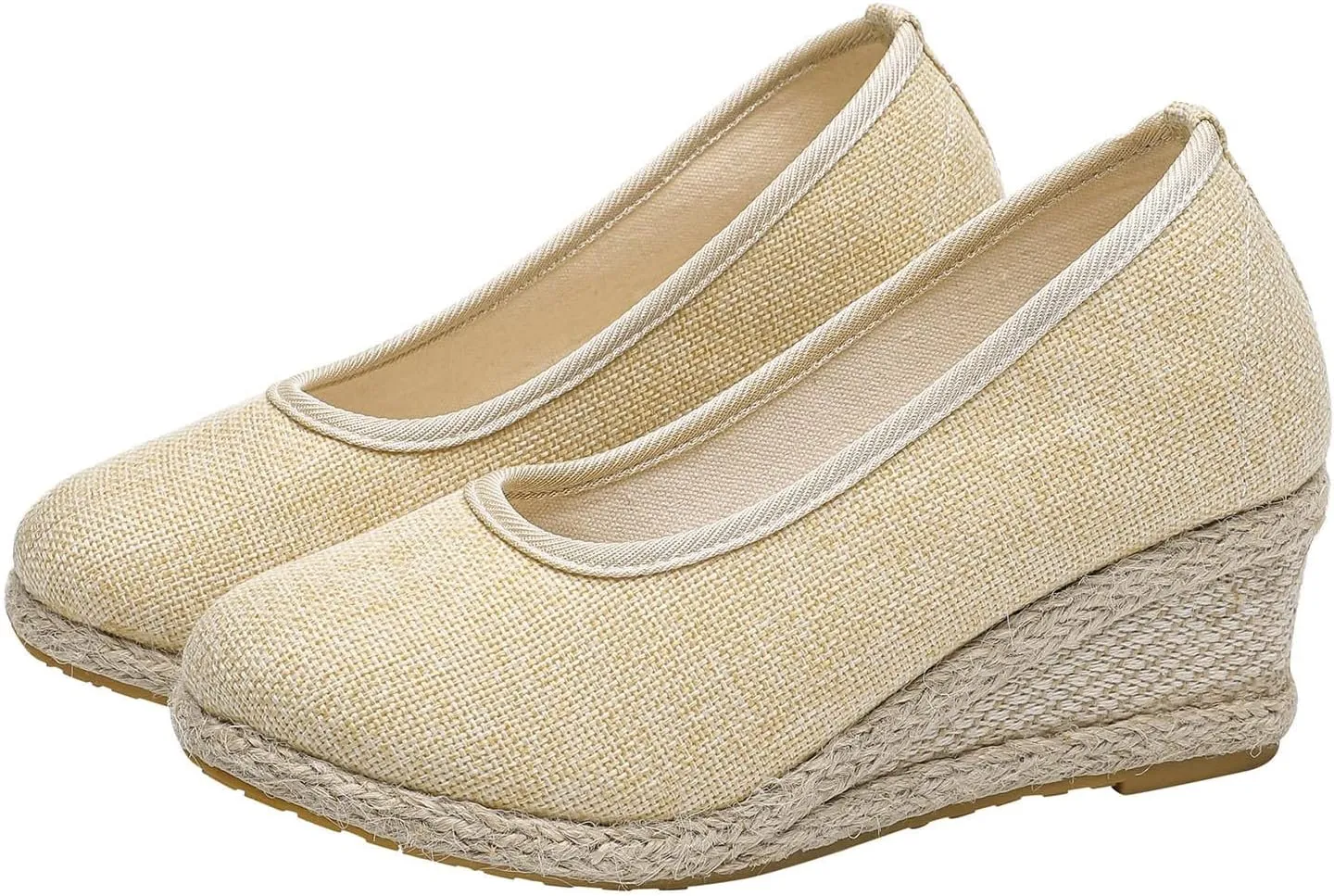 Aniywn Women's Closed Toe Espadrilles Wedge Sandals Round Toe Wedge Slip On Sandals Comfy Platform Pumps Shoes