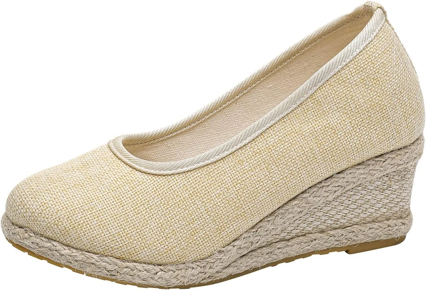 Aniywn Women's Closed Toe Espadrilles Wedge Sandals Round Toe Wedge Slip On Sandals Comfy Platform Pumps Shoes
