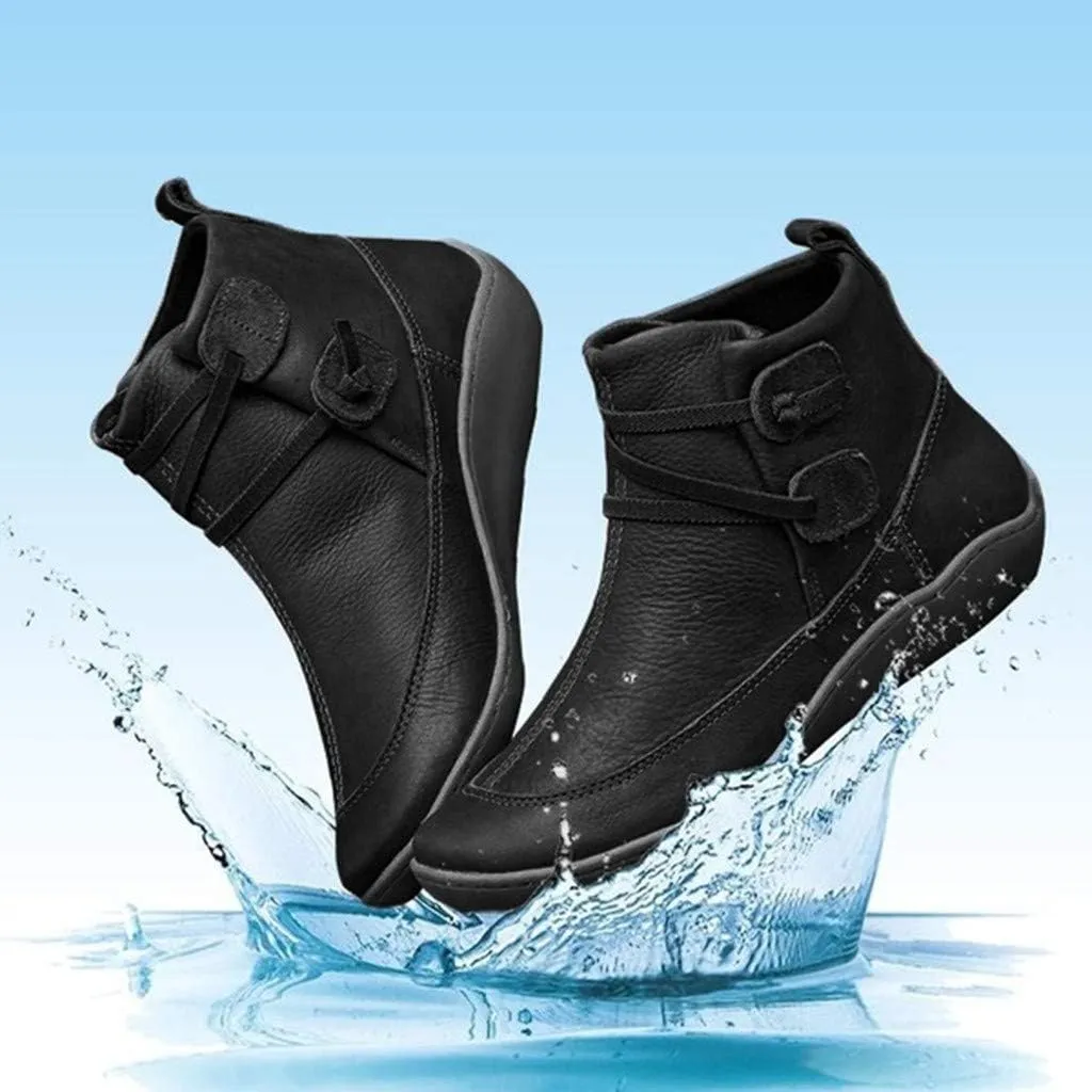 Ankle Booties for Women Flat Heel,Women’s Ankle Boots Fashion Lace Up Side Zip Vintage Booties Low Heel Arch Support