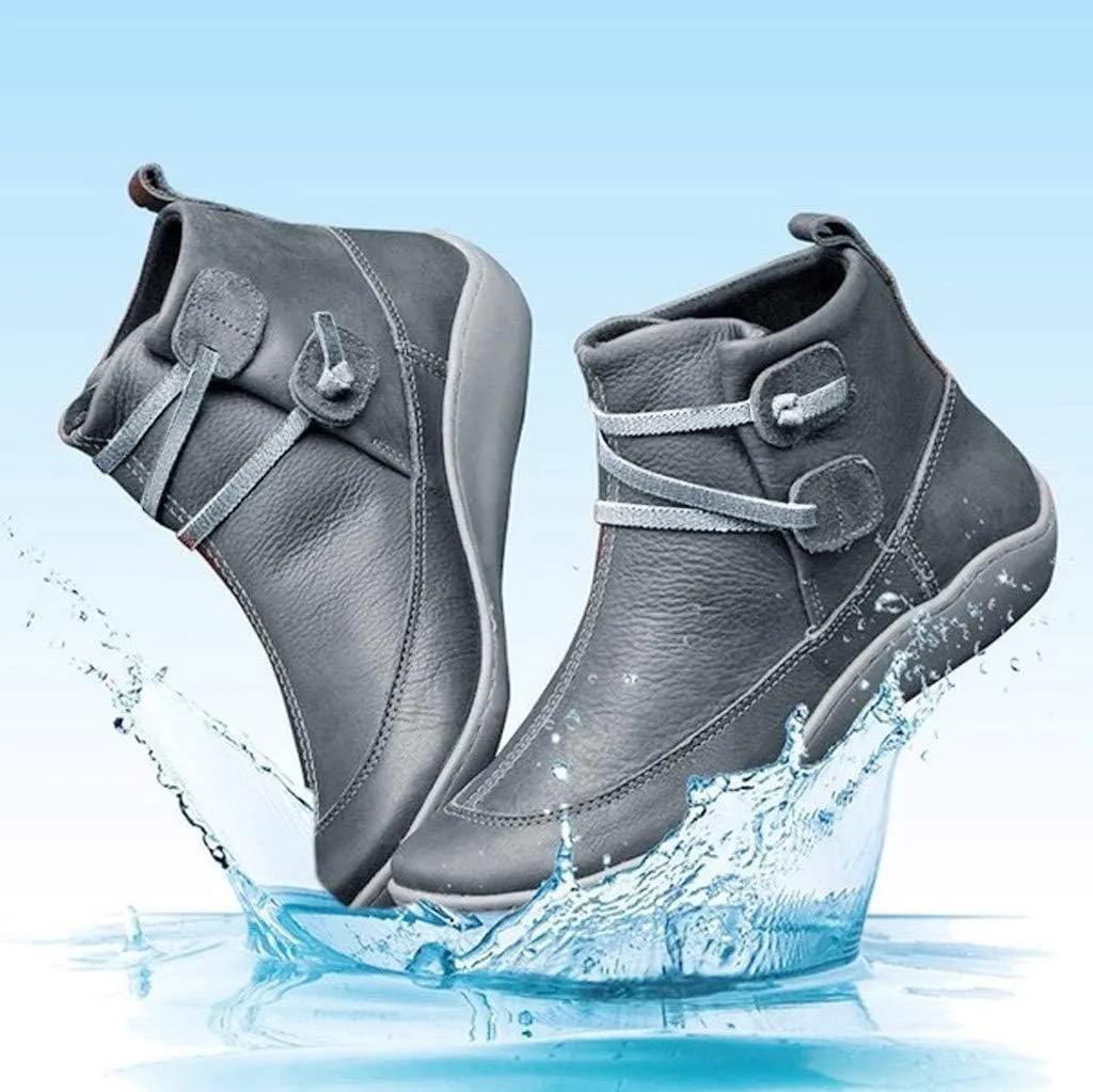 Ankle Boots for Women No Heel,2019 New Arch Support Boots Side Zipper Vintage Leather Damping Shoes Flat Heel Booties
