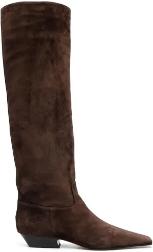 Arqa Women's Square Toe Knee High Boots Low Block Heel Slouchy Boot Comfort Western Riding Boots for Women