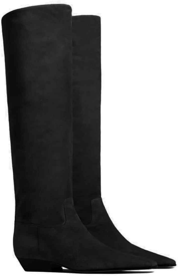 Arqa Women's Square Toe Knee High Boots Low Block Heel Slouchy Boot Comfort Western Riding Boots for Women