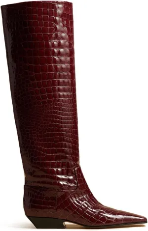 Arqa Women's Square Toe Knee High Boots Low Block Heel Slouchy Boot Comfort Western Riding Boots for Women