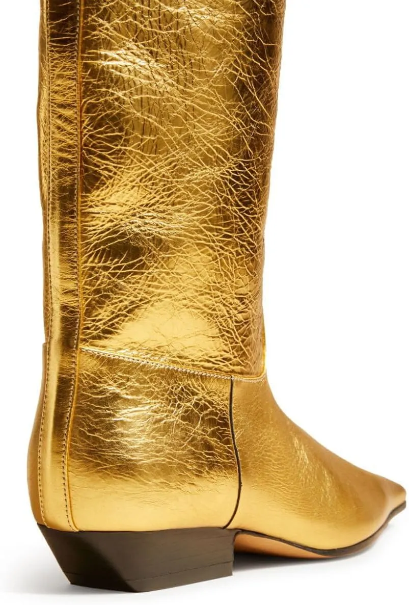 Arqa Women's Square Toe Knee High Boots Low Block Heel Slouchy Boot Comfort Western Riding Boots for Women