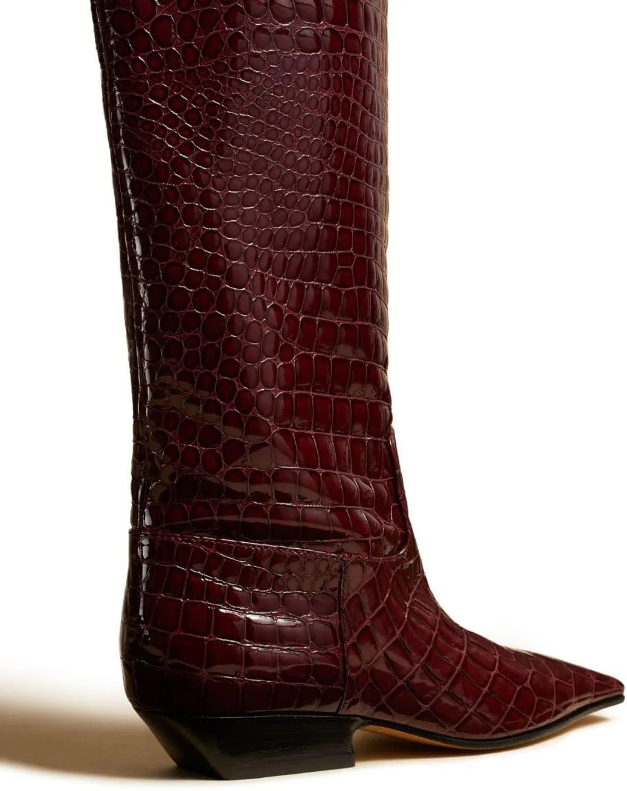 Arqa Women's Square Toe Knee High Boots Low Block Heel Slouchy Boot Comfort Western Riding Boots for Women