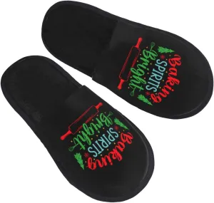 Baking Spirits Bright Slippers Winter Indoor and Outdoor Slipper Warm Cozy Soft Lightweight House Shoes Fuzzy Slip-On Slipper Large