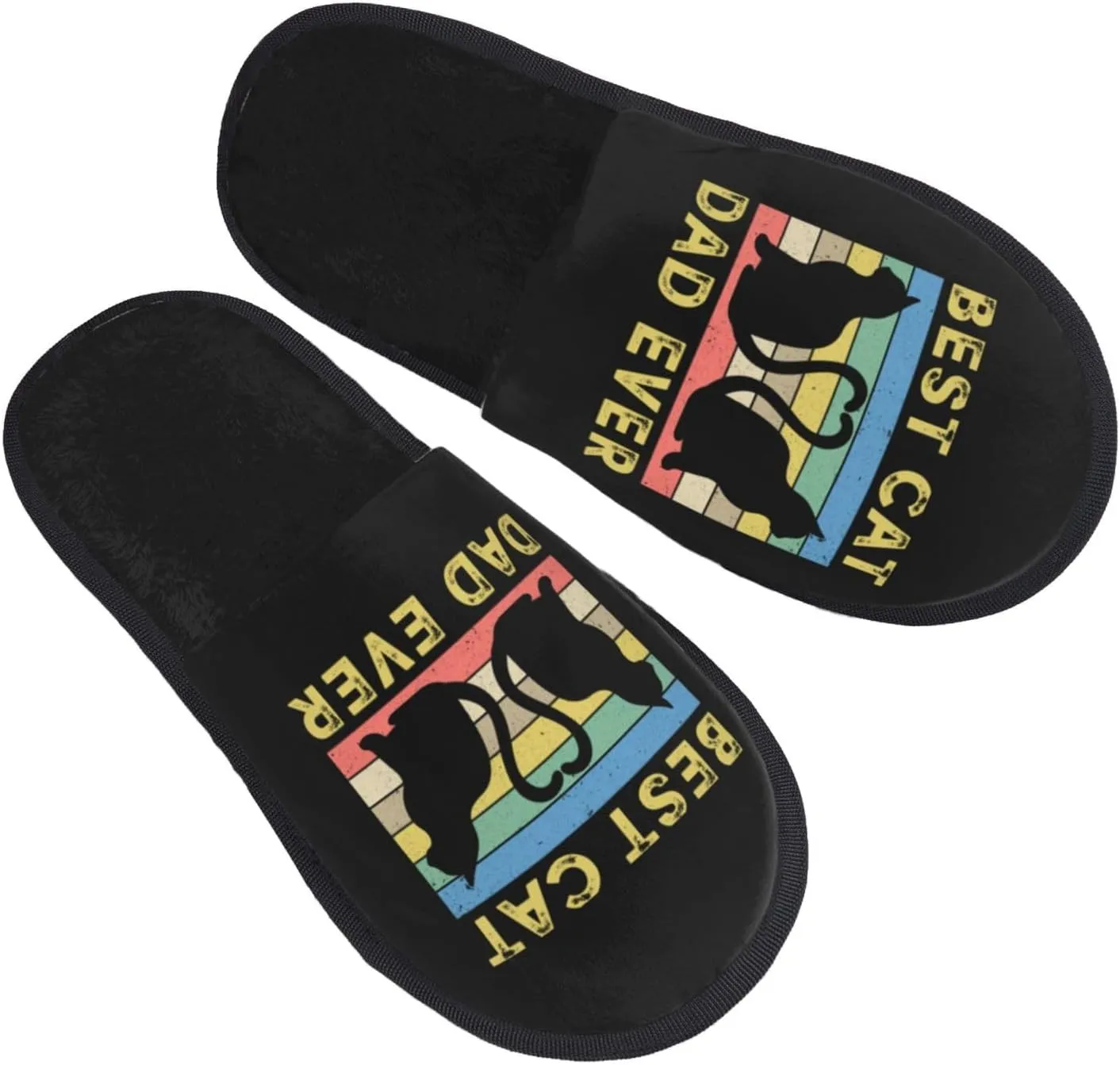 Best Cat Dad Ever Slippers Winter Indoor and Outdoor Slipper Warm Cozy Soft Lightweight House Shoes Fuzzy Slip-On Slipper Large