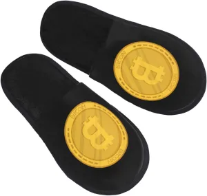 Bitcoin Slippers Winter Indoor and Outdoor Slipper Warm Cozy Soft Lightweight House Shoes Fuzzy Slip-On Slipper Large