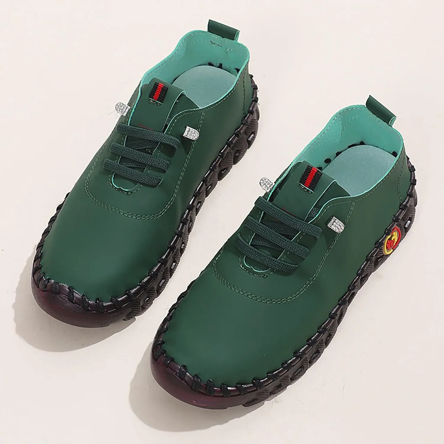 Casual Womens Shoes Women's Leather Soft Flat Bottom Loafers Soft Leather Breathable Flat Walking Shoes Comfy Plantar Fasciitis Loafers with Arch Support