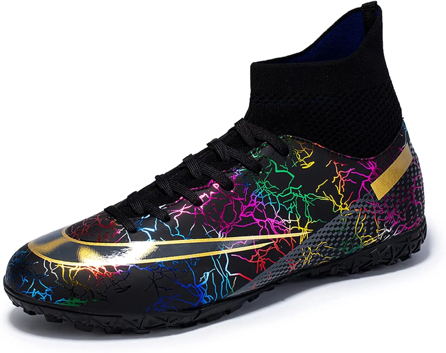 CERYTHRINA Mens Athletic Soccer Boots Kids High-Top Cleats Football Soccer Shoe Outdoor Professional Turf Non-Slip Competition Trainings Sneaker