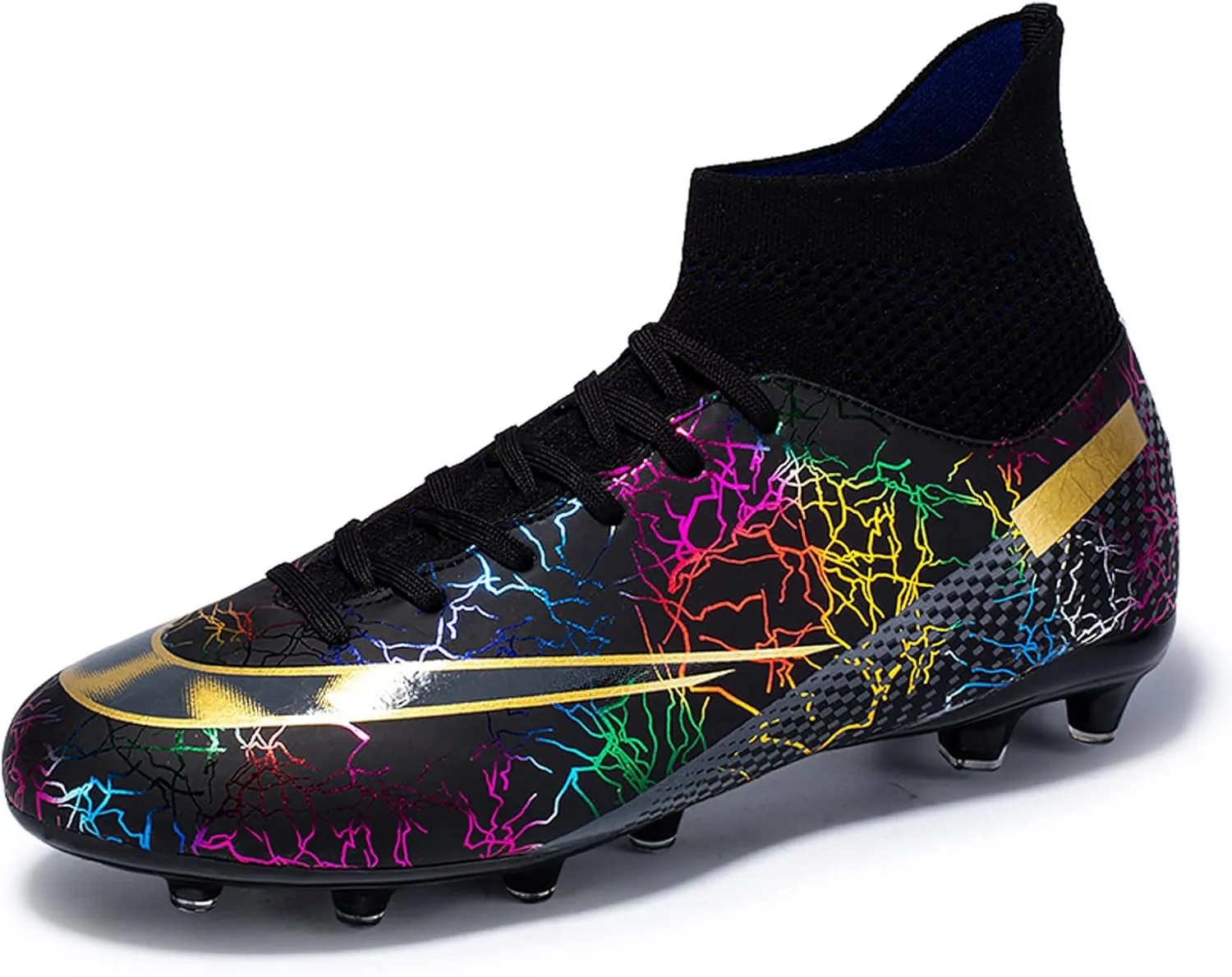 CERYTHRINA Mens Athletic Soccer Boots Kids High-Top Cleats Football Soccer Shoe Outdoor Professional Turf Non-Slip Competition Trainings Sneaker