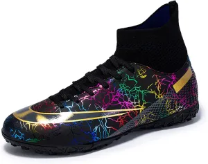 CERYTHRINA Mens Athletic Soccer Boots Kids High-Top Cleats Football Soccer Shoe Outdoor Professional Turf Non-Slip Competition Trainings Sneaker