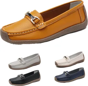 Classic Leather Loafers Casual Slip-On Boat Shoes ComfortWalking Moccasins Soft Sole Shoes Daily Walking Flats