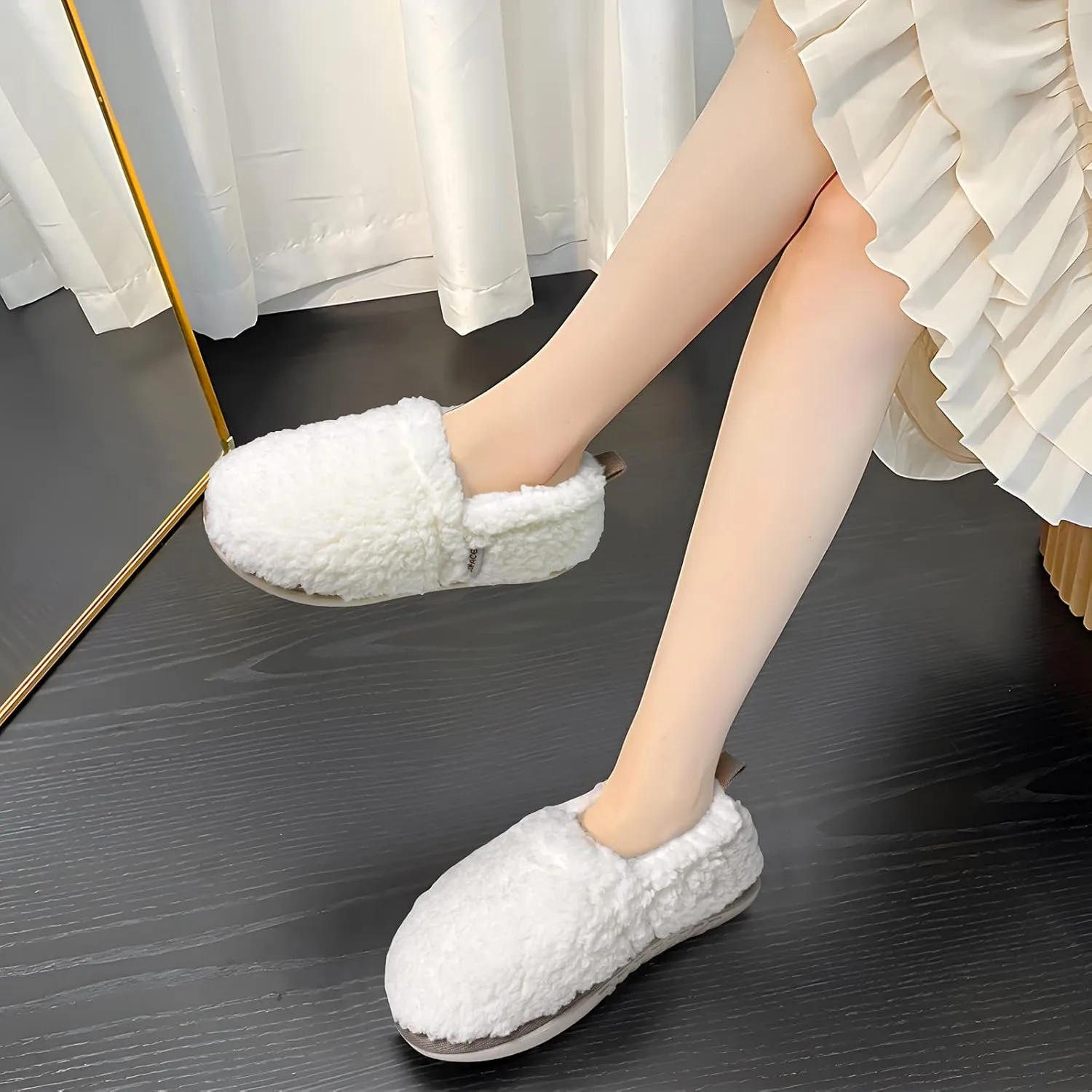 COFACE Womens Slippers Fuzzy Fluff Memory Foam Soft Plush Sherpa Fleece Lined House Slipper For Women Cozy Cushion Ladies Lightweight Warm Cloud Indoor Outdoor