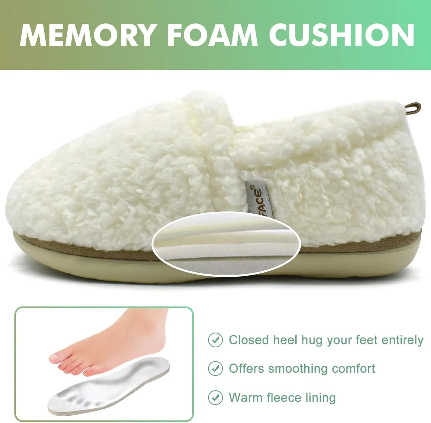 COFACE Womens Slippers Fuzzy Fluff Memory Foam Soft Plush Sherpa Fleece Lined House Slipper For Women Cozy Cushion Ladies Lightweight Warm Cloud Indoor Outdoor