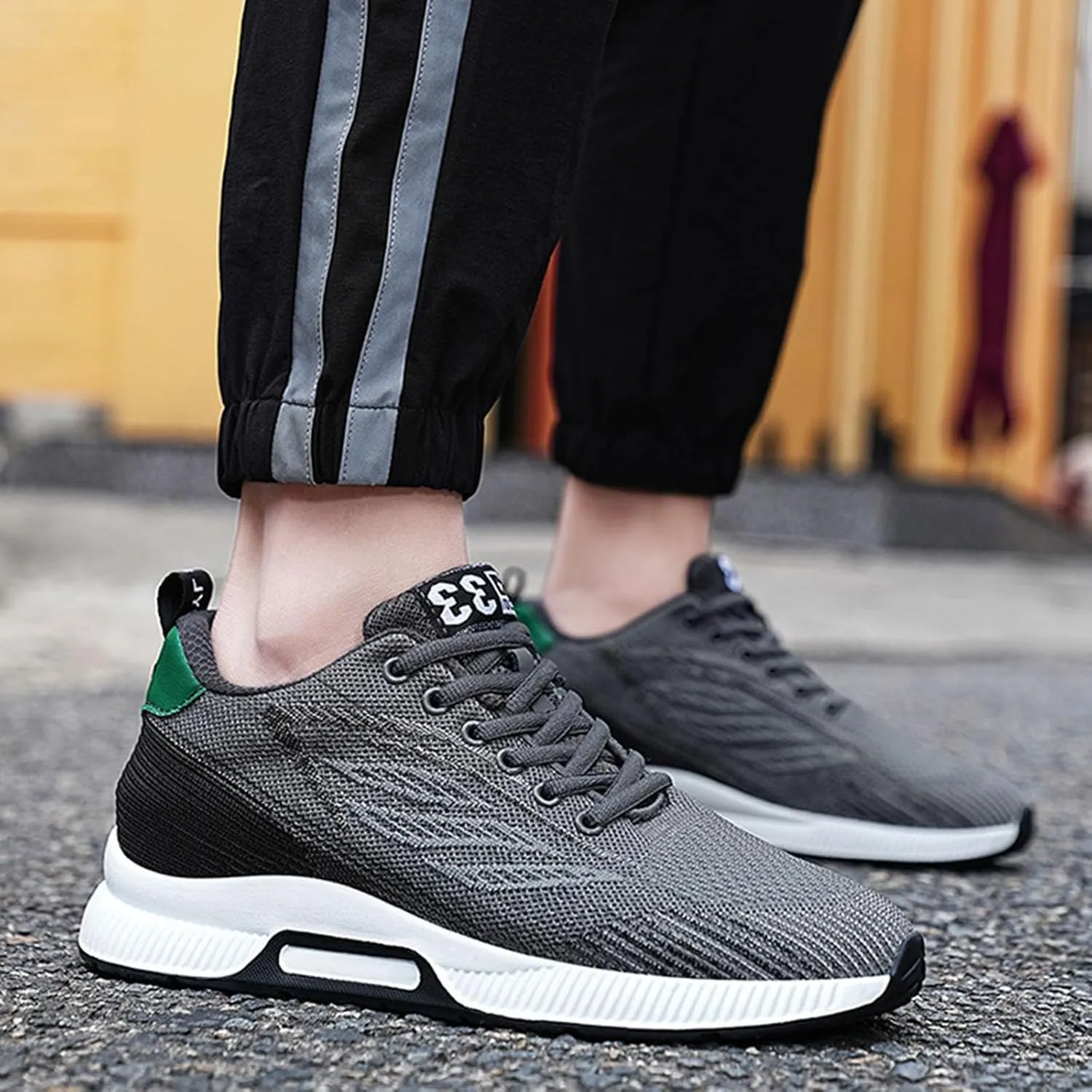 Couple Men's Elevator Shoes Men's Casual Mesh Trainers Lightweight Breathable Lace Up Sneaker Rack for Men on Door