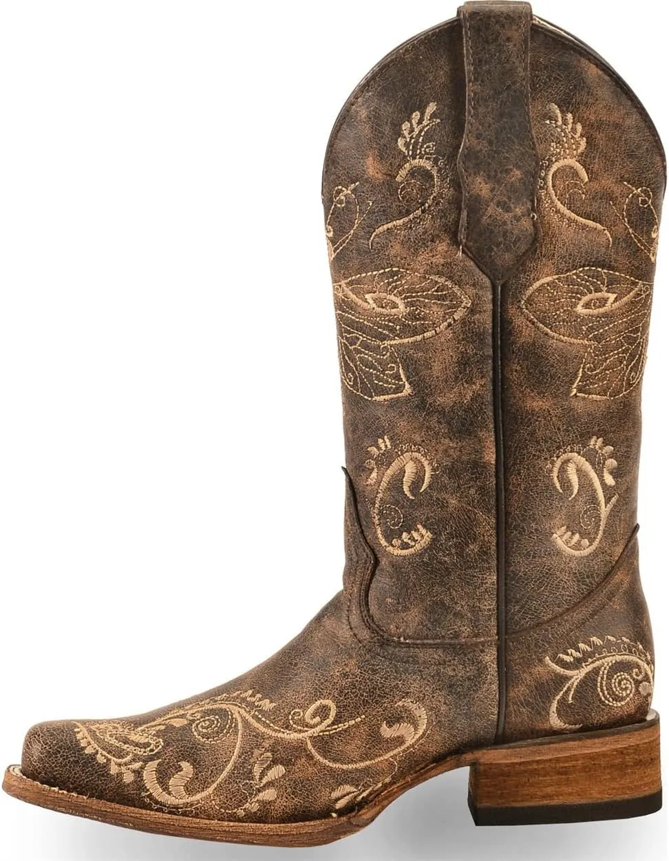 Cowboy Boots Women Western Boots Cowgirl Boots Ladies Pointy Toe Fashion Boots Lightweight Durable Western Country Boots Round Toe Mid Calf Chunky Heel Boots Riding Wedding Boots Anti Slip Pull On