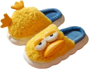 Cute Duck Furry Animal Slippers for Women Men Warm Fluffy Soft House Slippers Indoor Outdoor