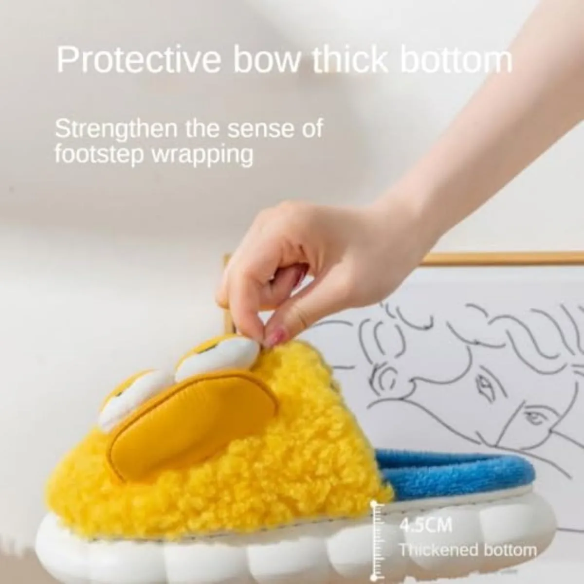 Cute Duck Furry Animal Slippers for Women Men Warm Fluffy Soft House Slippers Indoor Outdoor