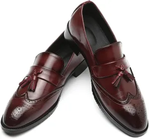 Dress Shoes for Men Men's Classic Leather Loafers with Tassel Formal Casual Brogue Shoes for Men