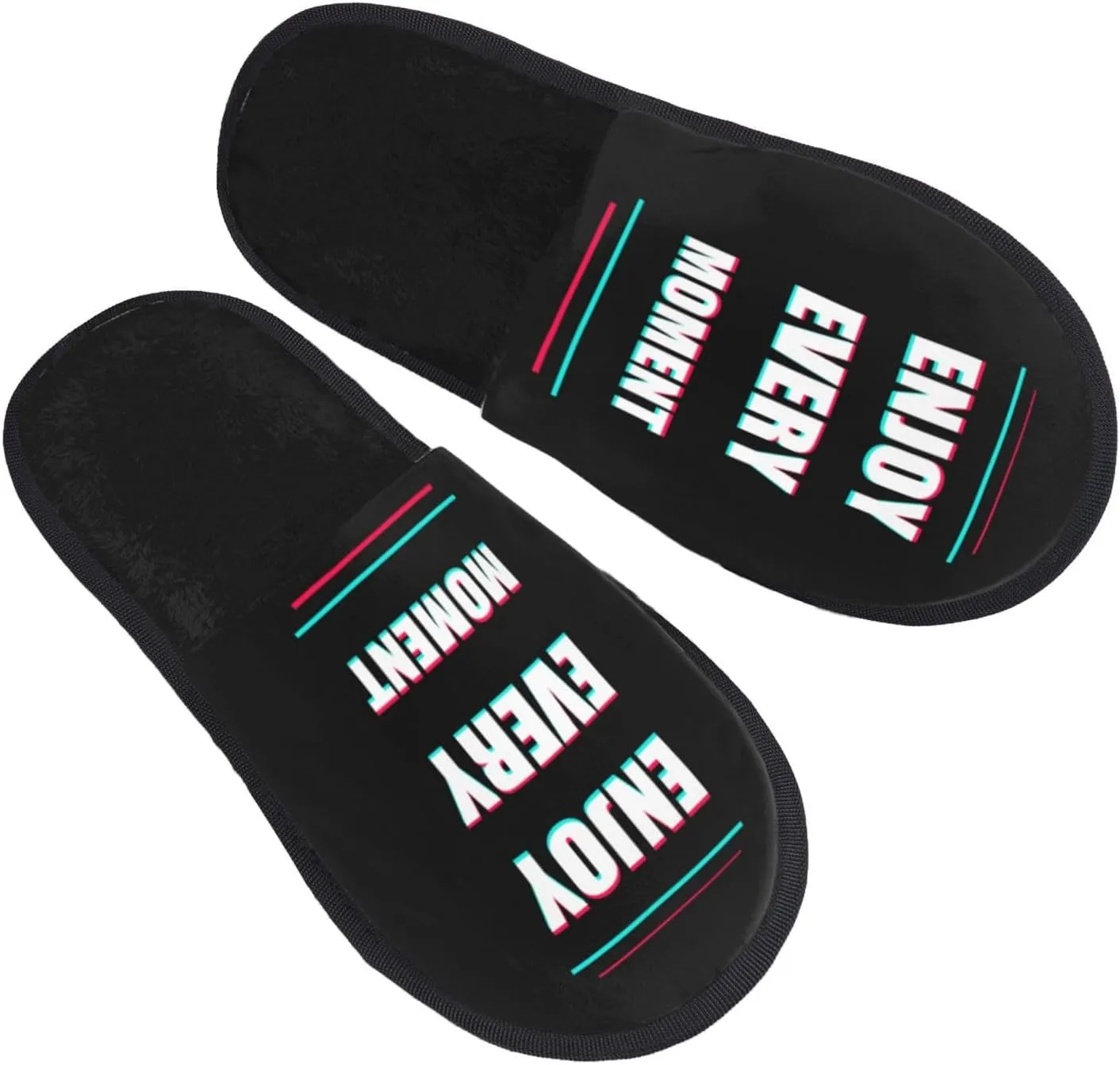 Enjoy Every Moment Slippers Winter Indoor and Outdoor Slipper Warm Cozy Soft Lightweight House Shoes Fuzzy Slip-On Slipper Large