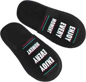 Enjoy Every Moment Slippers Winter Indoor and Outdoor Slipper Warm Cozy Soft Lightweight House Shoes Fuzzy Slip-On Slipper Large