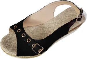 Espadrilles for Women Fish Mouth Platform Sandals Buckle Summer Shoes Orthopedic Sandals