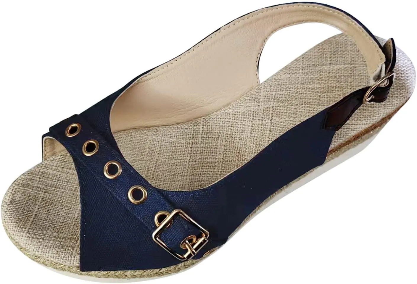 Espadrilles for Women Fish Mouth Platform Sandals Buckle Summer Shoes Orthopedic Sandals