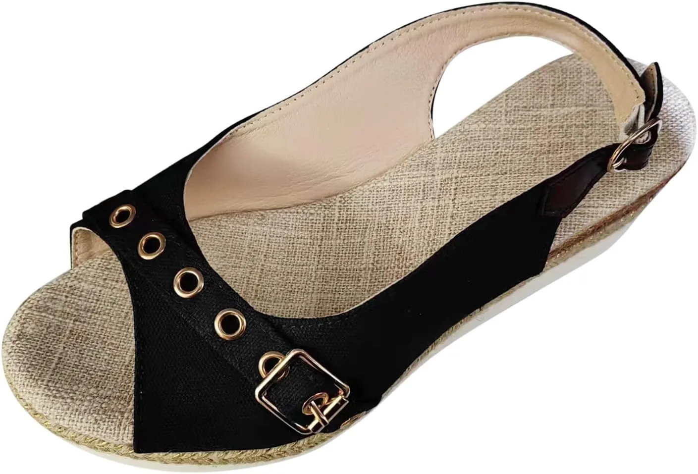 Espadrilles for Women Fish Mouth Platform Sandals Buckle Summer Shoes Orthopedic Sandals