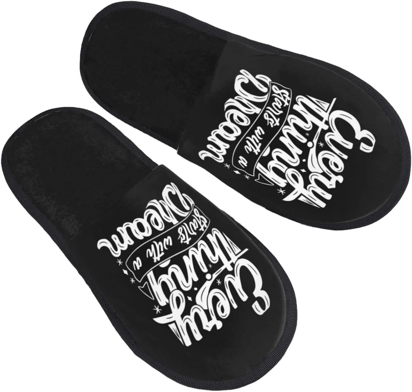 Everything Start With A Dream Slippers Winter Indoor and Outdoor Slipper Warm Cozy Soft Lightweight House Shoes Fuzzy Slip-On Slipper Large