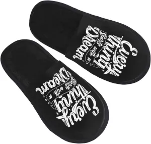 Everything Start With A Dream Slippers Winter Indoor and Outdoor Slipper Warm Cozy Soft Lightweight House Shoes Fuzzy Slip-On Slipper Large