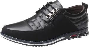 Fashion Style Men's Breathable Comfortable Business Lace Up Leisure Solid Color Leather Shoes Fancy Dress Men Shoes (Black, 10)