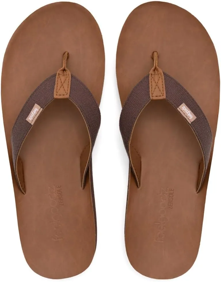 Feelgoodz Men's Zensole Kinderz Water-resistant Vegan Leather/Natural Rubber Flip Flops