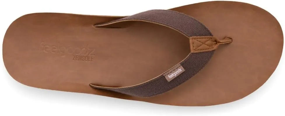 Feelgoodz Men's Zensole Kinderz Water-resistant Vegan Leather/Natural Rubber Flip Flops