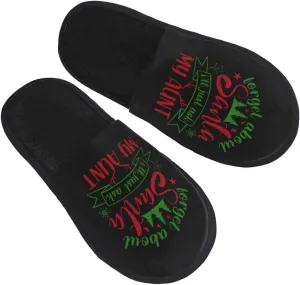 Forget About Santa I'll Just Ask My Aunt Slippers Winter Indoor and Outdoor Slipper Warm Cozy Soft Lightweight House Shoes Fuzzy Slip-On Slipper Large