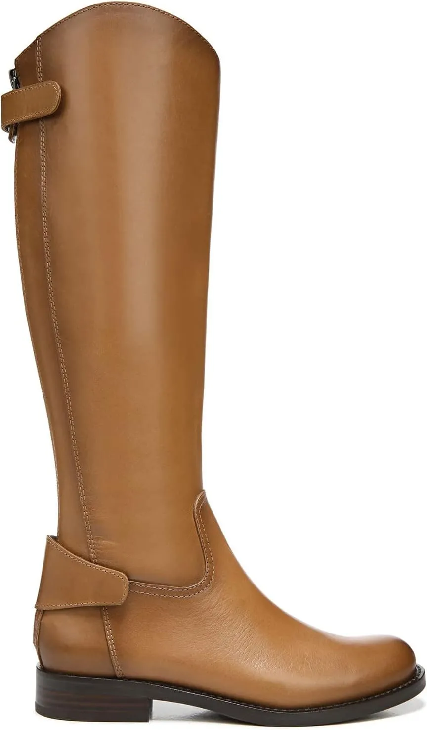 FOWT Women Vintage Knee High Chunky Low Heel Boots, Timeless Round Toe Back Zipper Cowboy Boots, Strappy Western Riding Boots Casual Dress up, Full Size 4-16 M US
