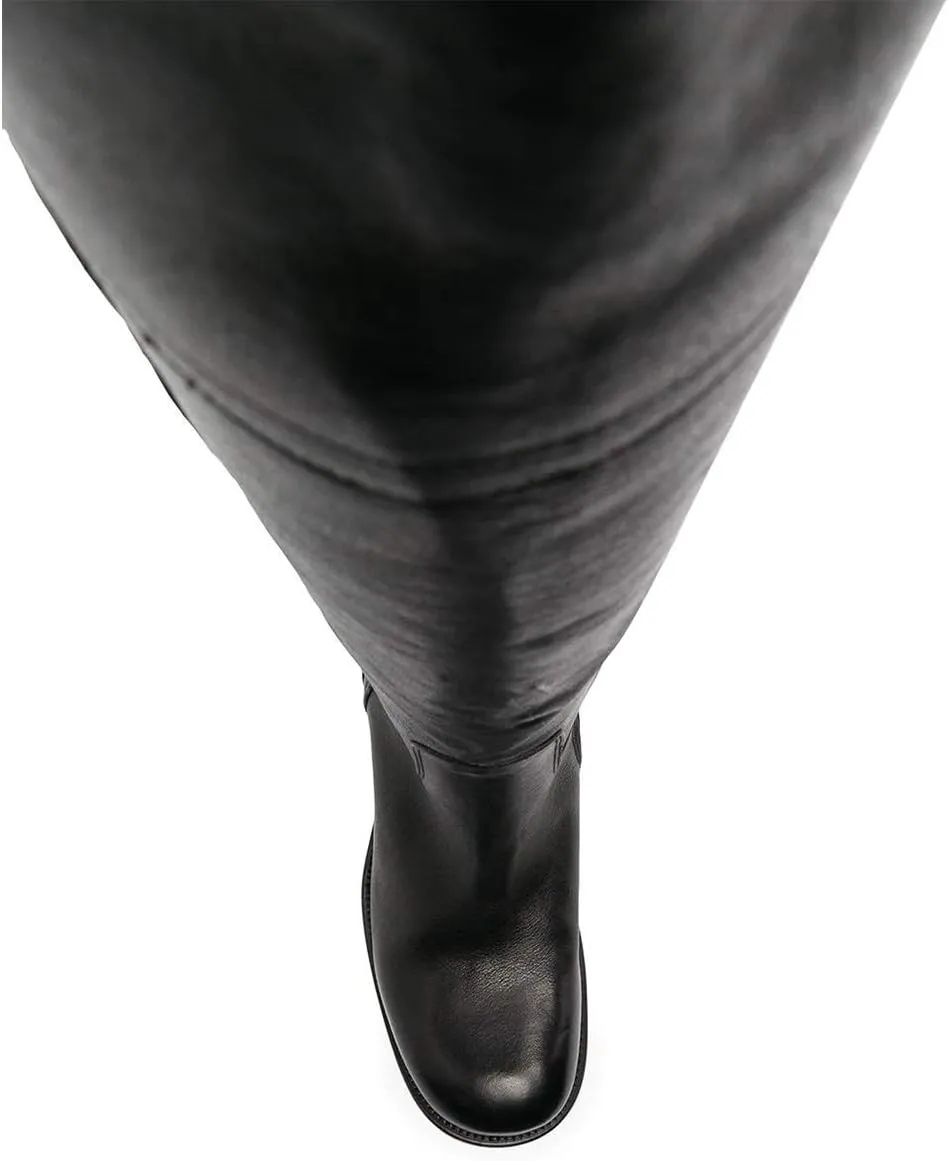 FOWT Women Wide Calf Low Chunky Heel Knee High Boots Zip-up Round Toe Western Riding Boots Pull On Fall Winter Shoes for Ladies US Size 4-16