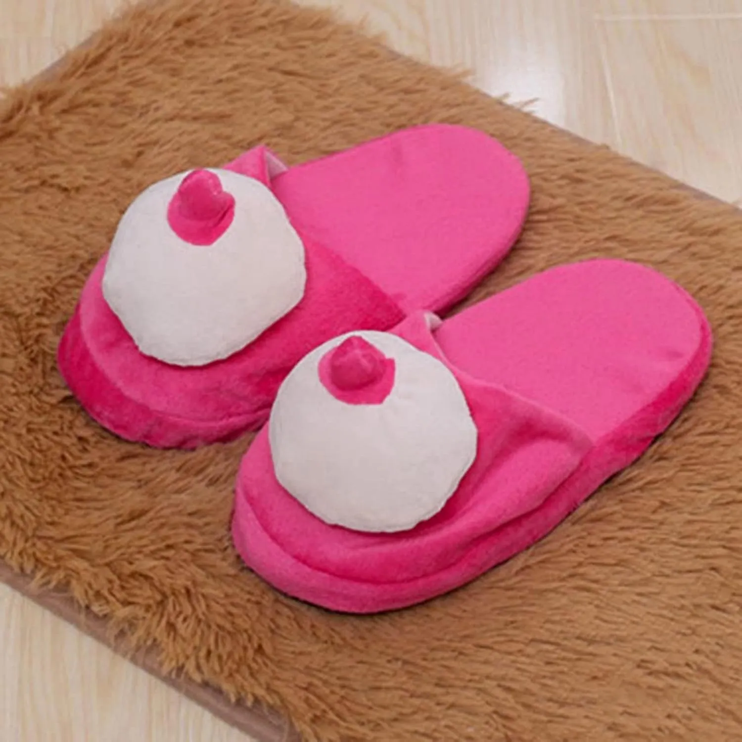 Funny Couples Plush Slipper Novelty Gag Gift, Indoor Flat Winter Furry Slippers for Women Men Shoes Anti Slip Soft Cute House Slippers