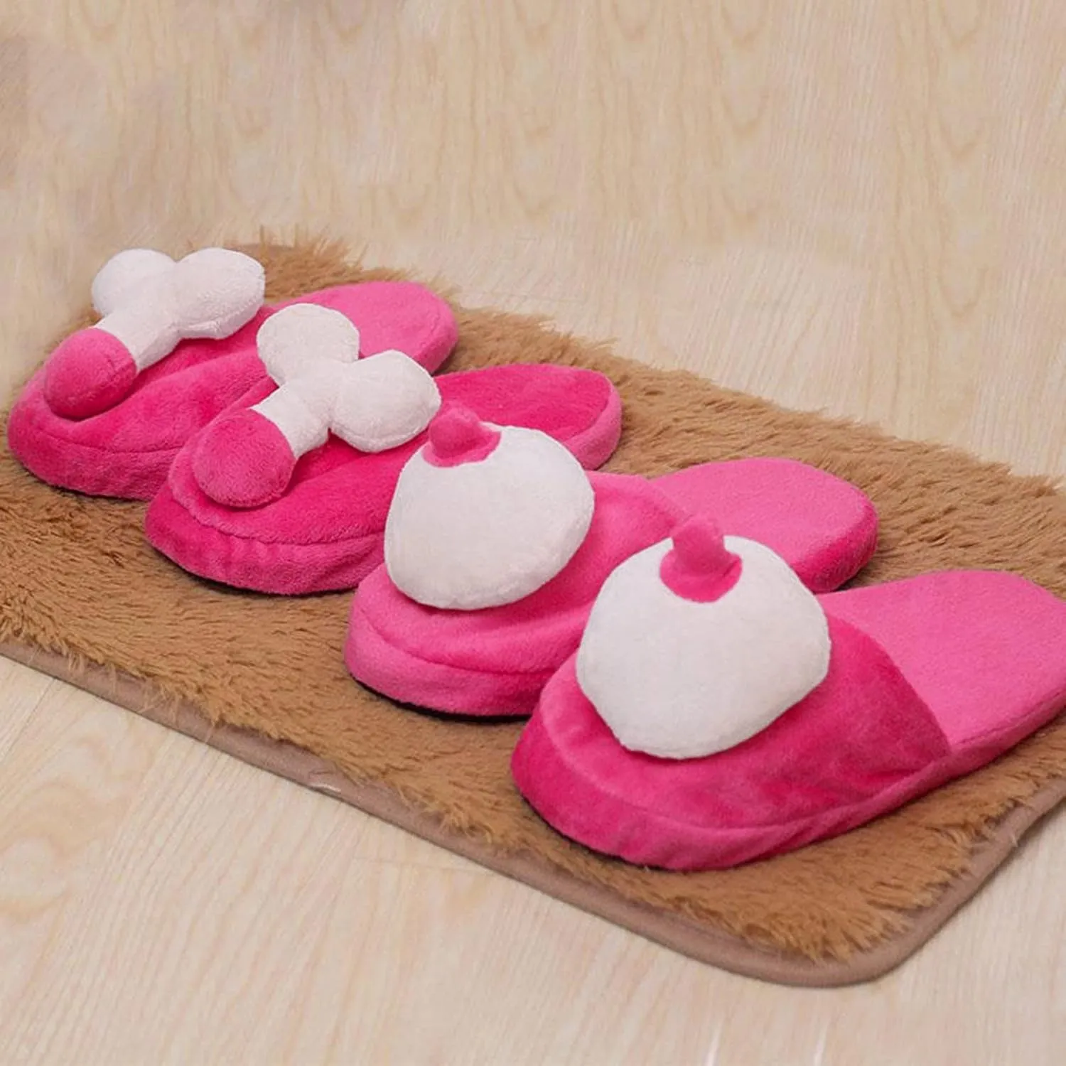Funny Couples Plush Slipper Novelty Gag Gift, Indoor Flat Winter Furry Slippers for Women Men Shoes Anti Slip Soft Cute House Slippers