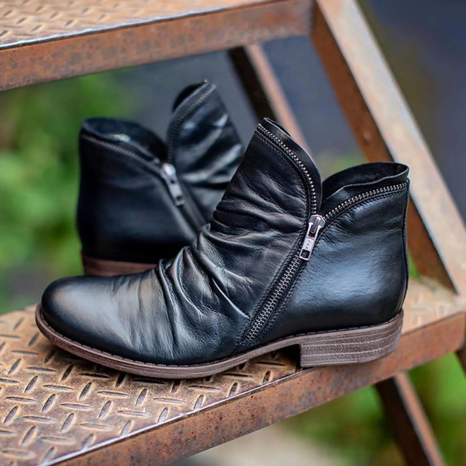 Gibobby Ankle Booties for Women Flat Heel,New Arch Support Ankle Boots Damping Shoes Lace-up Boots Side Zipper Booties